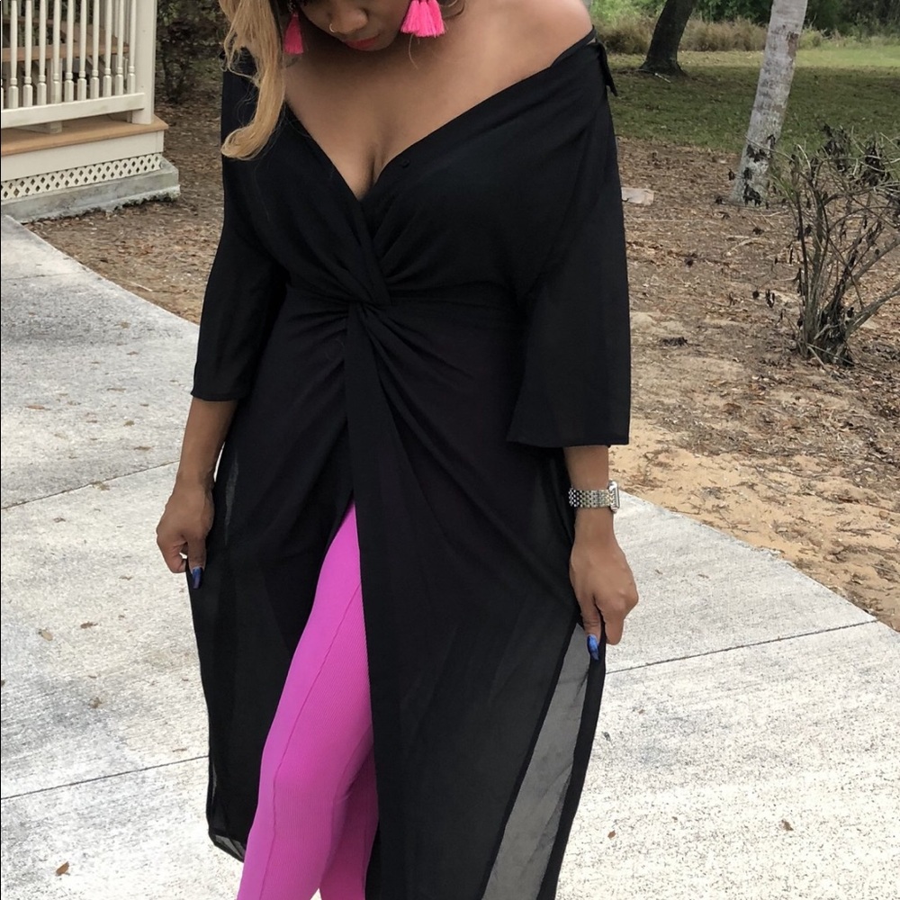 Black Cold Shoulder Top